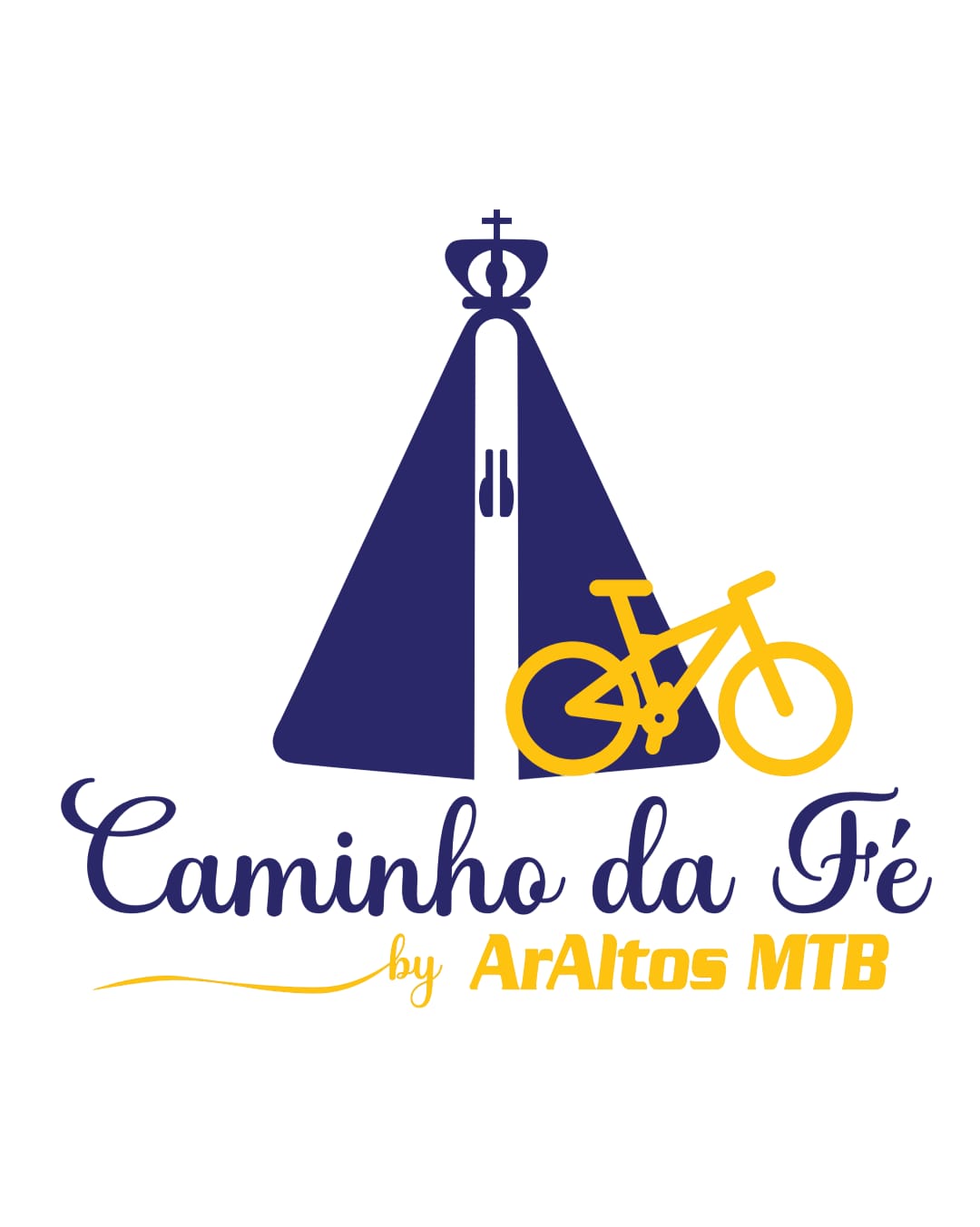 logotipo com a imagem de nossa senhora aparecida e o nome araltos mtb